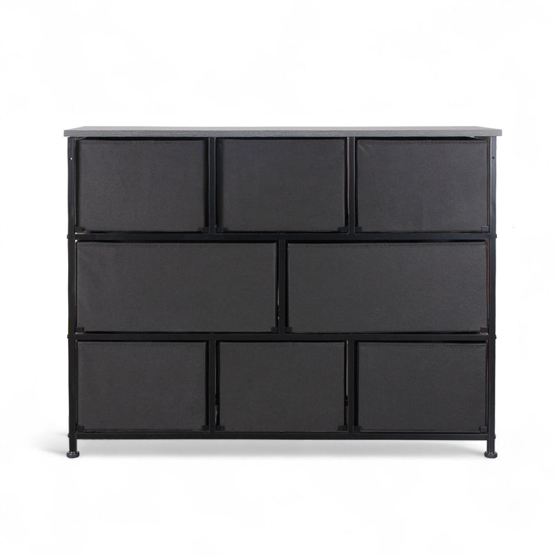 Versatile 8-drawer fabric storage unit in charcoal black, perfect for clothing and accessories in NZ.