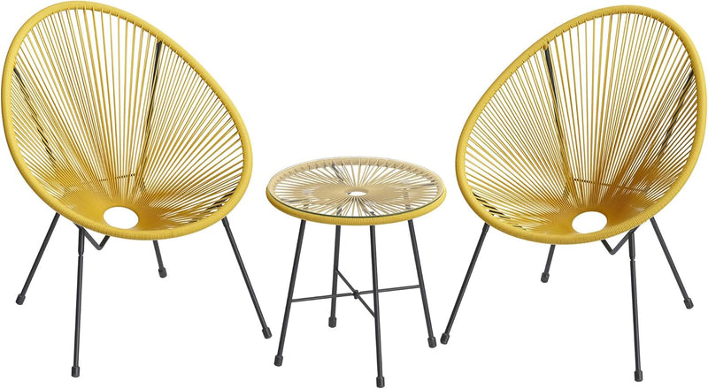 3-Piece Garden Furniture Set – Yellow
