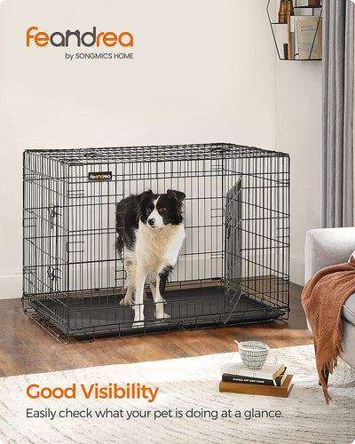 Dog Crate Cage Double Door Foldable X-Large