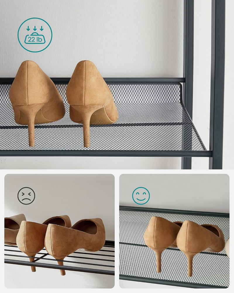8 Tier Metal Stackable Shoe Rack - Charcoal Grey