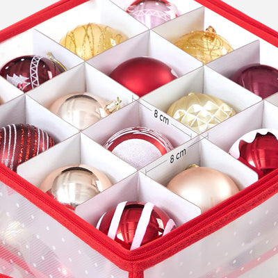 Christmas Ornament Storage Box Red – 128 Slots