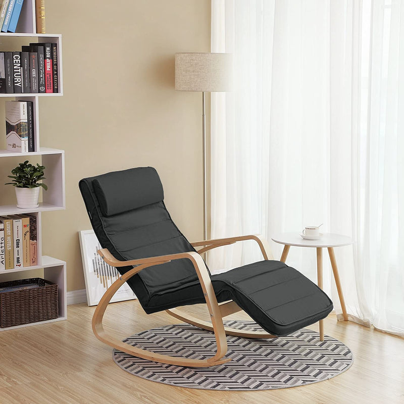 Rocking Chair With Foot Rest - Black