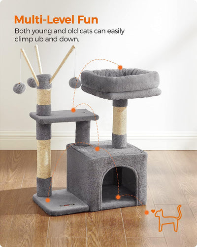 Cat Tree With Padded Perch Light Gray