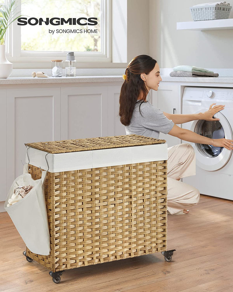 Rattan Laundry Separation Baskets 140L - Natural