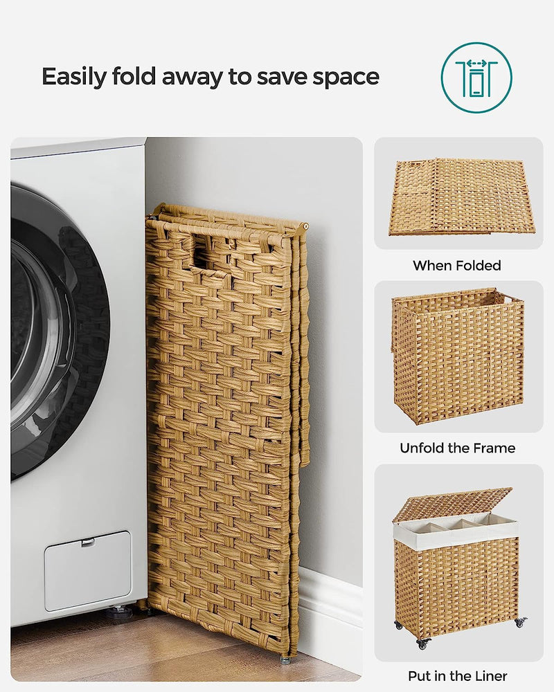 Rattan Laundry Separation Baskets 140L - Natural