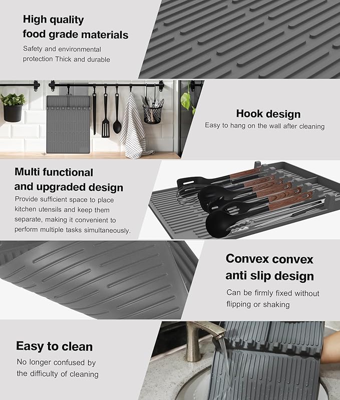 Silicone Kitchen Mat with Tool Slots