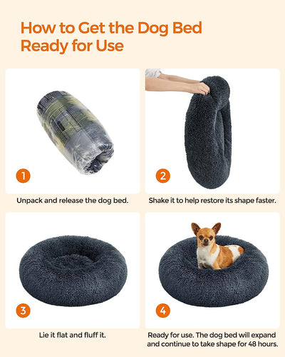 Fluffy Calming Pet Bed Small - Dark Grey