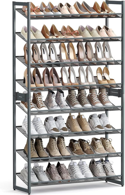 8 Tier Metal Stackable Shoe Rack - Charcoal Grey