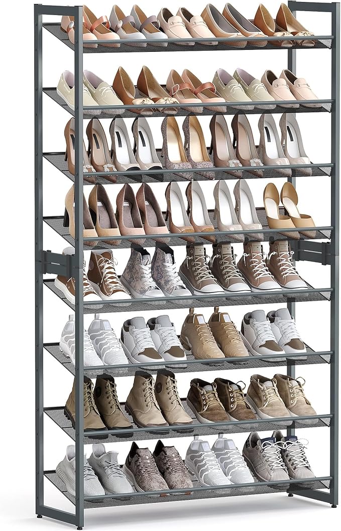 8 Tier Metal Stackable Shoe Rack - Charcoal Grey
