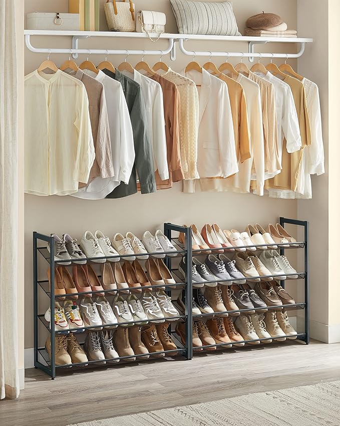 8 Tier Metal Stackable Shoe Rack - Charcoal Grey