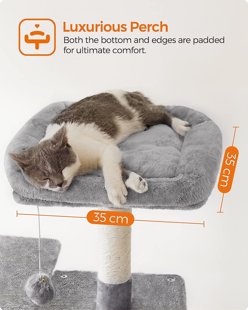 Cat Tree For Indoor Cats with Scratching Posts and Perches - Light Grey