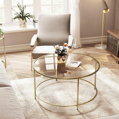 Vasagle Nyla Round Glass Coffee Table