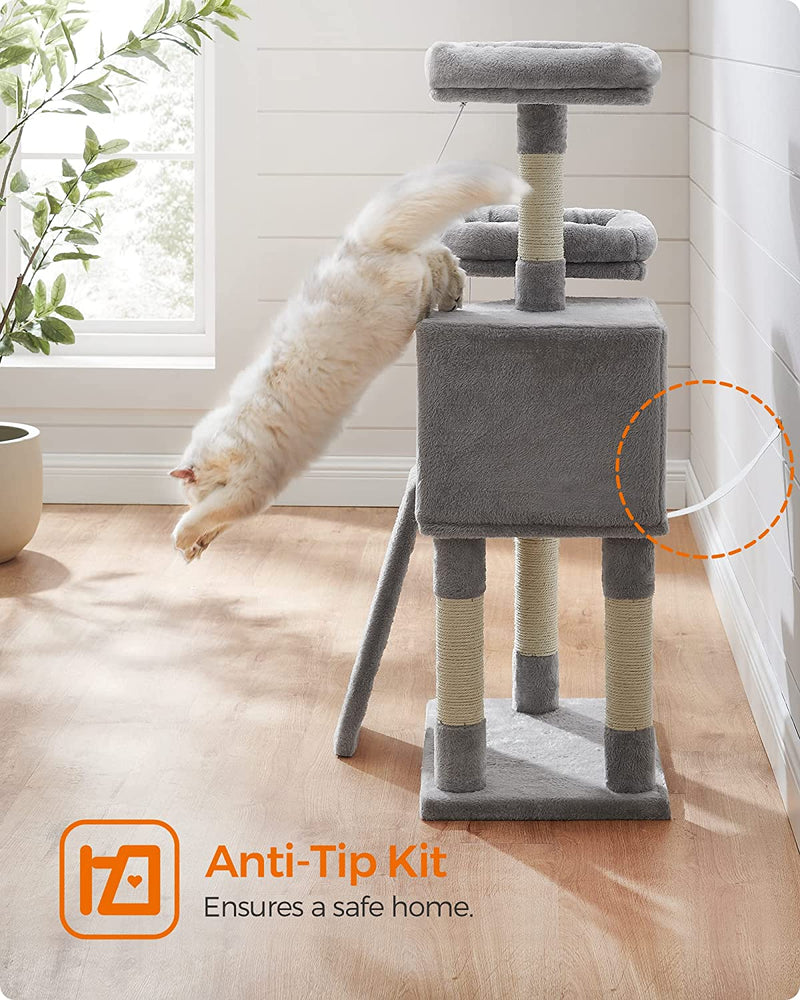 Cat Condo with Scratching Post - Light Grey