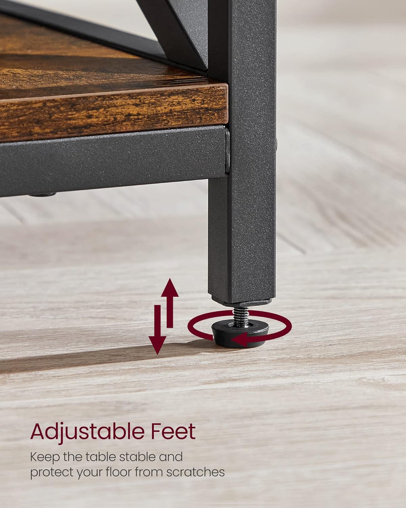 Lift Top Coffee Table with Storage Shelf - Rustic Brown