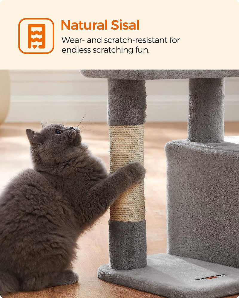 Cat Tree With Padded Perch Light Gray