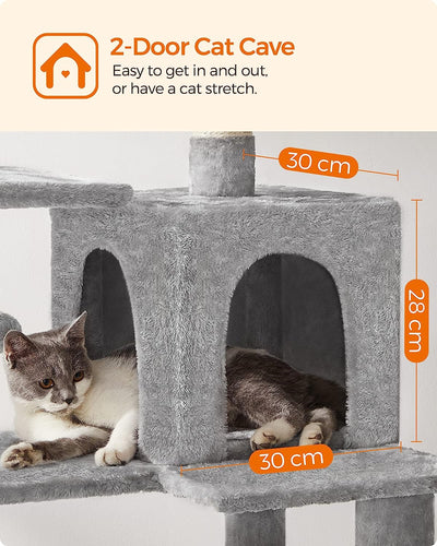 Cat Tree For Indoor Cats with Scratching Posts and Perches - Light Grey