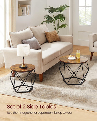 Vasagle Sophia Round Coffee Table Brown (Set of 2)