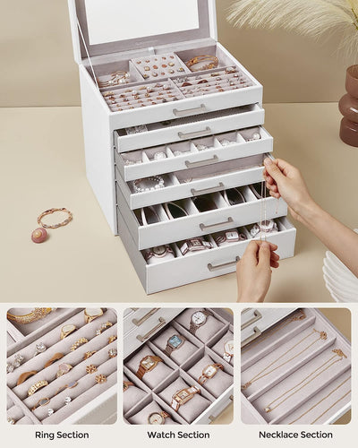 Large Jewellery Organiser With 6 Layers and 5 Drawers