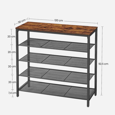 Vasagle Shoe Rack Storage 5 Tier Shelves - Brown