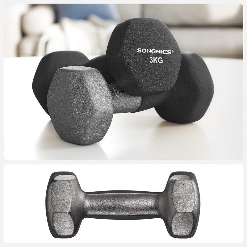 Dumbbell Set with Rack - Lime, Teal & Grey (Set of 6)
