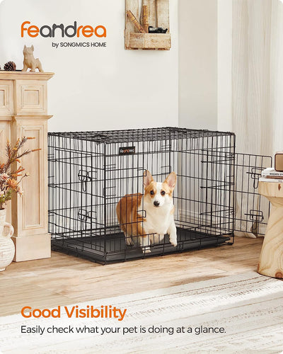 Dog Crate Cage Double Door Foldable Large