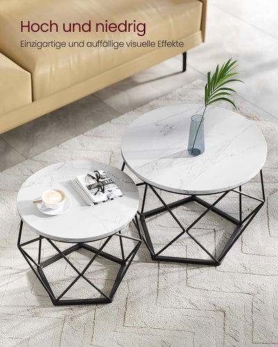 Vasagle Sophia Round Coffee Table White (Set of 2)