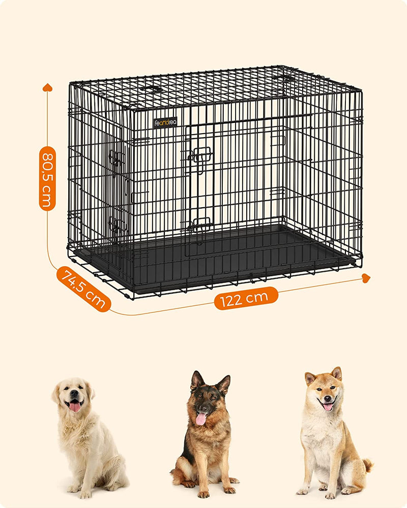Dog Crate Cage Double Door Foldable XX-Large