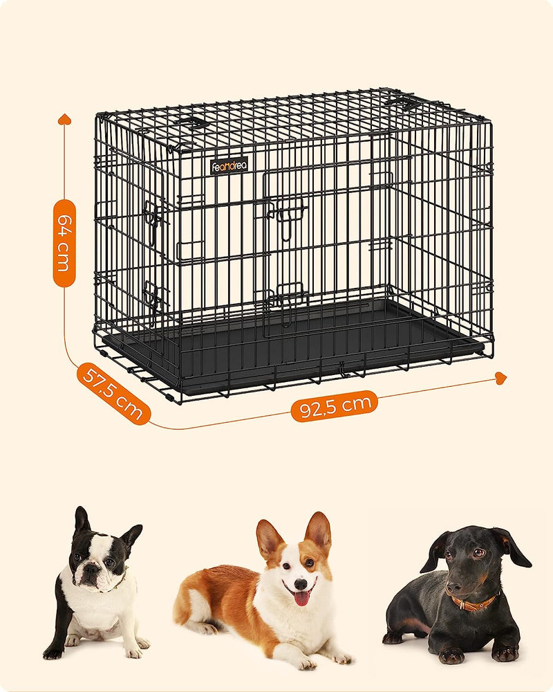 Dog Crate Cage Double Door Foldable Large