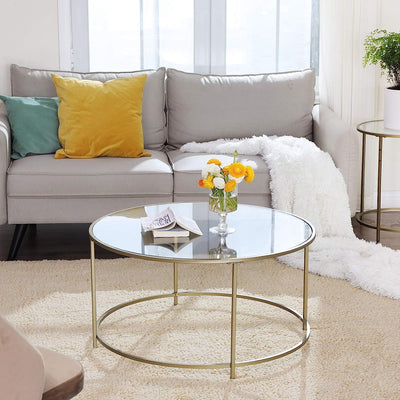 Vasagle Nyla Round Glass Coffee Table