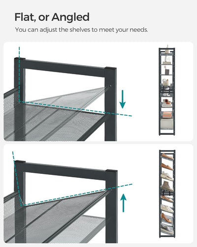 8 Tier Metal Stackable Shoe Rack - Charcoal Grey