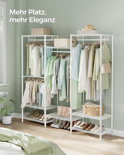 Heavy Duty Open Wardrobe Metal Coat Rack - White