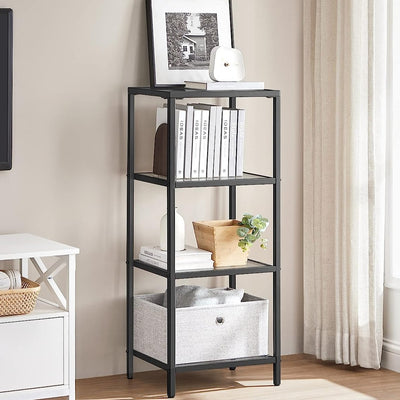 Vasagle Nyla 4 Tier Glass Bookshelf Storage Shelf - Black