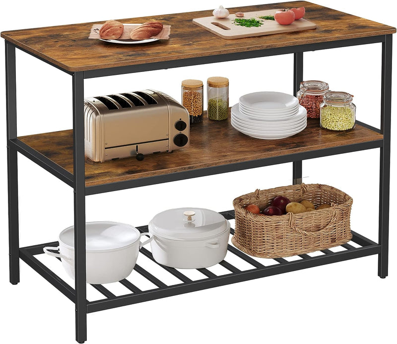 Vasagle Kitchen Island With 3 Shelves - Brown