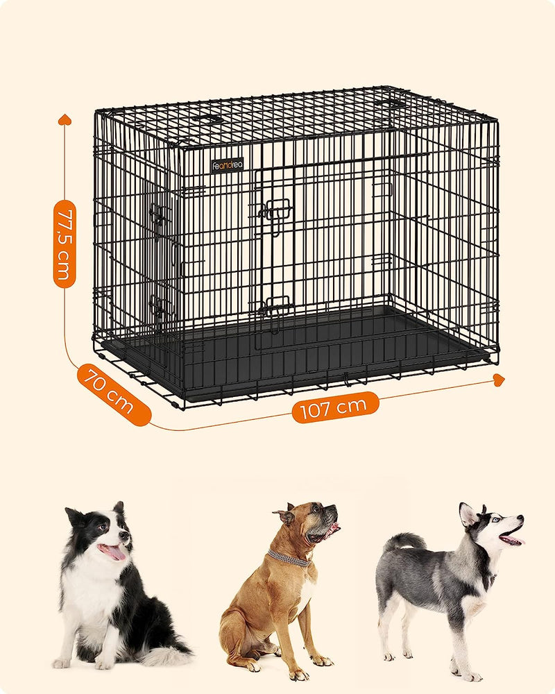Dog Crate Cage Double Door Foldable X-Large
