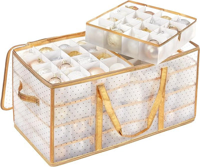 Christmas Ornament Storage Box Gold - 128 Slots