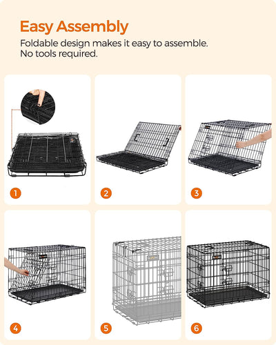 Dog Crate Cage Double Door Foldable Large