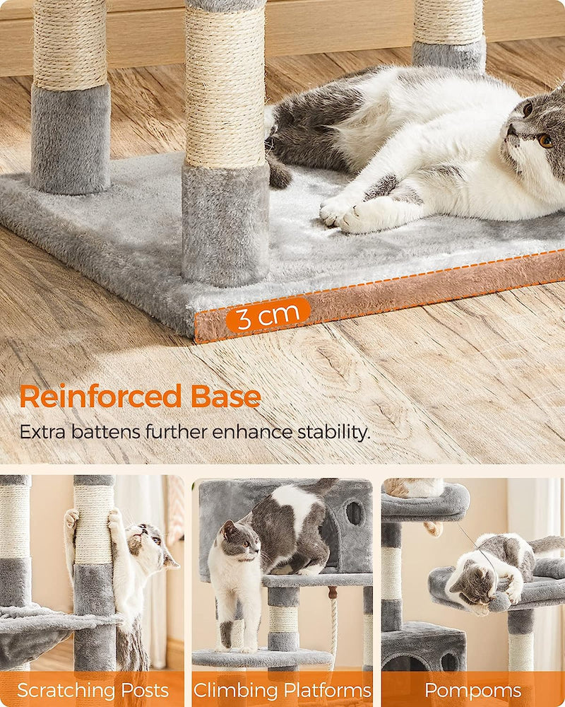 Stable Cat Tower With Plush Perches - Light Grey