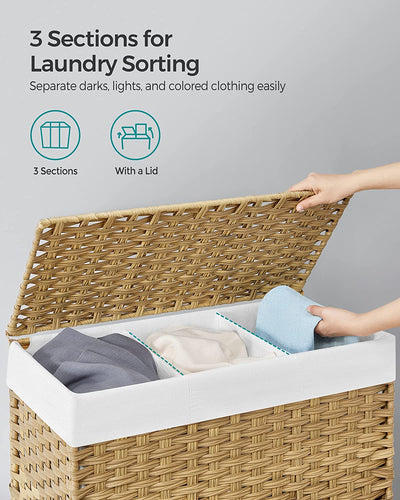 Rattan Laundry Separation Baskets 140L - Natural