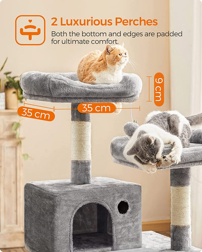 Stable Cat Tower With Plush Perches - Light Grey