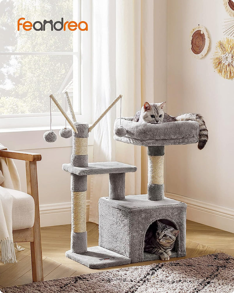Cat Tree With Padded Perch Light Gray