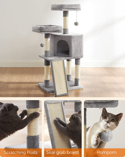 Cat Condo with Scratching Post - Light Grey