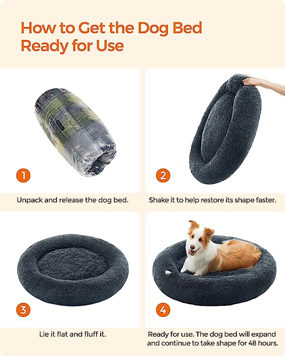 Fluffy Calming Pet Bed XX-Large - Dark Grey