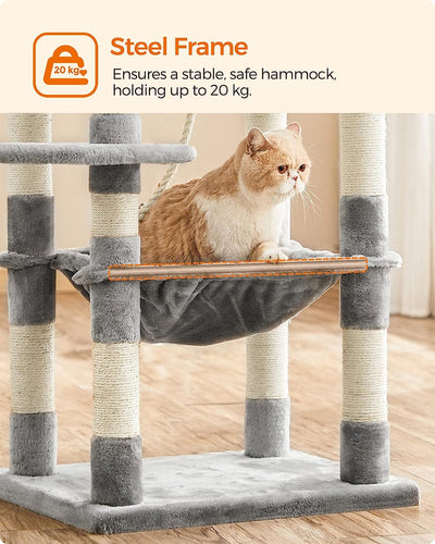 Stable Cat Tower With Plush Perches - Light Grey
