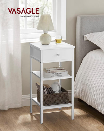 Vasagle Tall Bedside Table - White