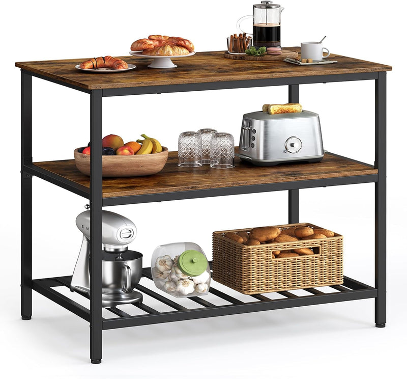 Vasagle Kitchen Island With 3 Shelves - Brown