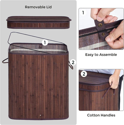 Bamboo Laundry Basket 100L - Brown