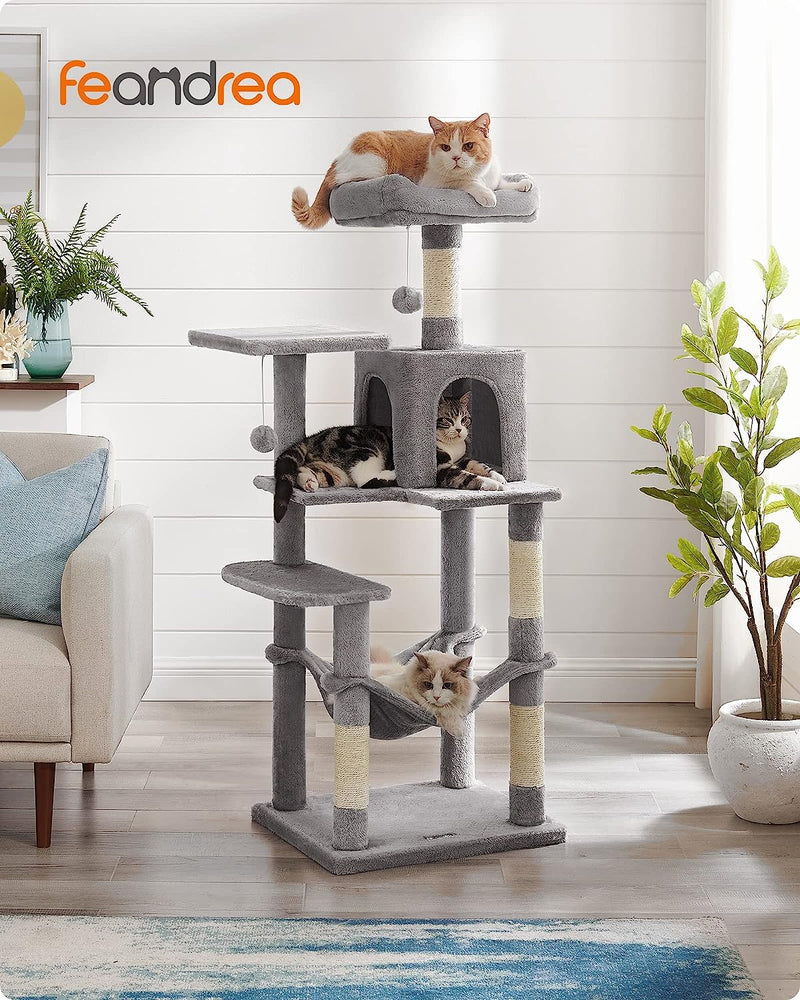 Cat Tree For Indoor Cats with Scratching Posts and Perches - Light Grey