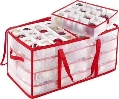 Christmas Ornament Storage Box Red – 128 Slots