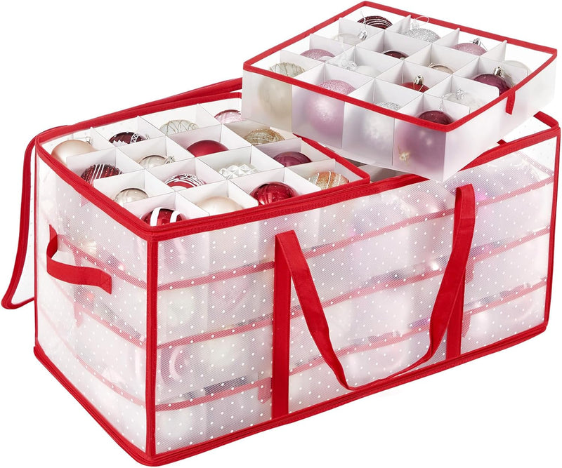 Christmas Ornament Storage Box Red – 128 Slots