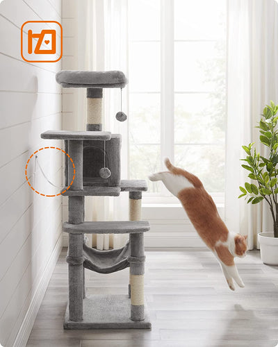 Cat Tree For Indoor Cats with Scratching Posts and Perches - Light Grey